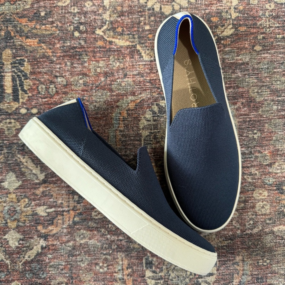 Rothy's Navy Blue Slip-On Sneakers with White Soles